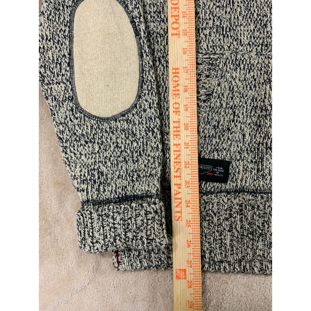 Projek Raw Knit Hoodie sweatshirt Mens Medium Black white Wool Elbow Patches EUC - Picture 9 of 9
